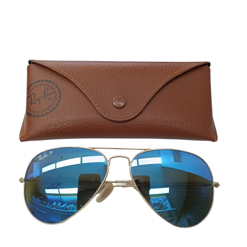Ray-Ban Aviator Large Sunglasses Gold And Blue 58-14 (1436715) (CP)