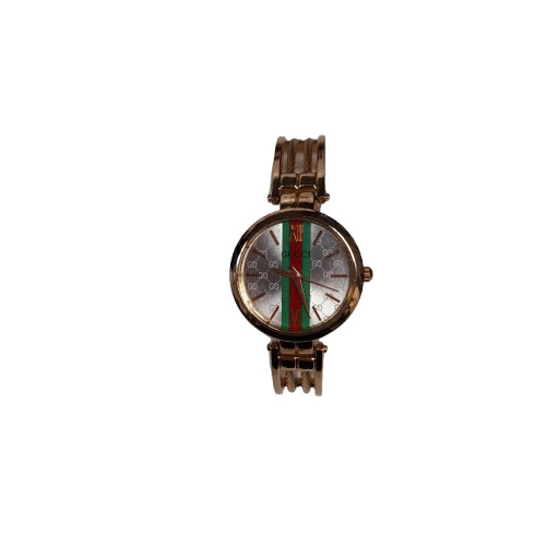 Replica Gucci Watch Rose Gold Steel Band Analog White Glass Round (LN)