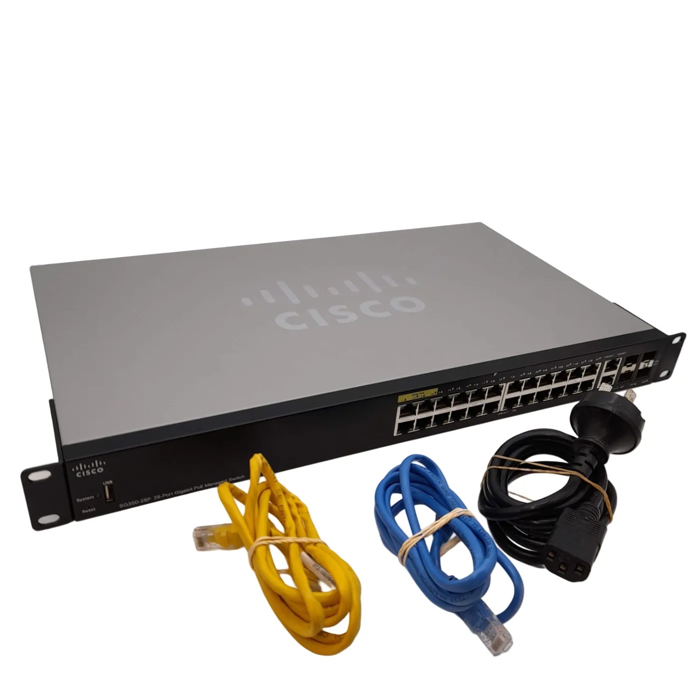 Cisco SG350-28P 28-Port Gigabit PoE Managed Switch +Leads (WL)
