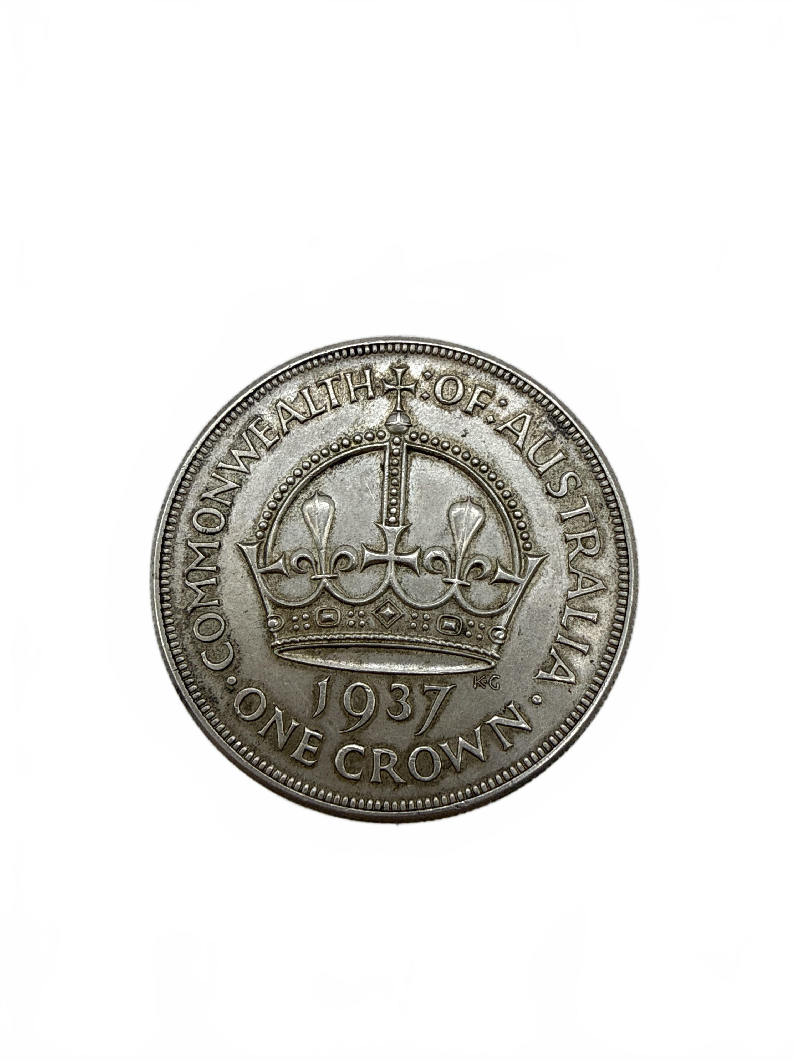 Commonwealth Of Australia 1937 George VI One Crown Silver Coin (WR1423472)