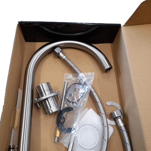 Badundkuche Rund Gooseneck Sink Mixer Tap BKM201.LF-BN Brushed Nickel (GE)