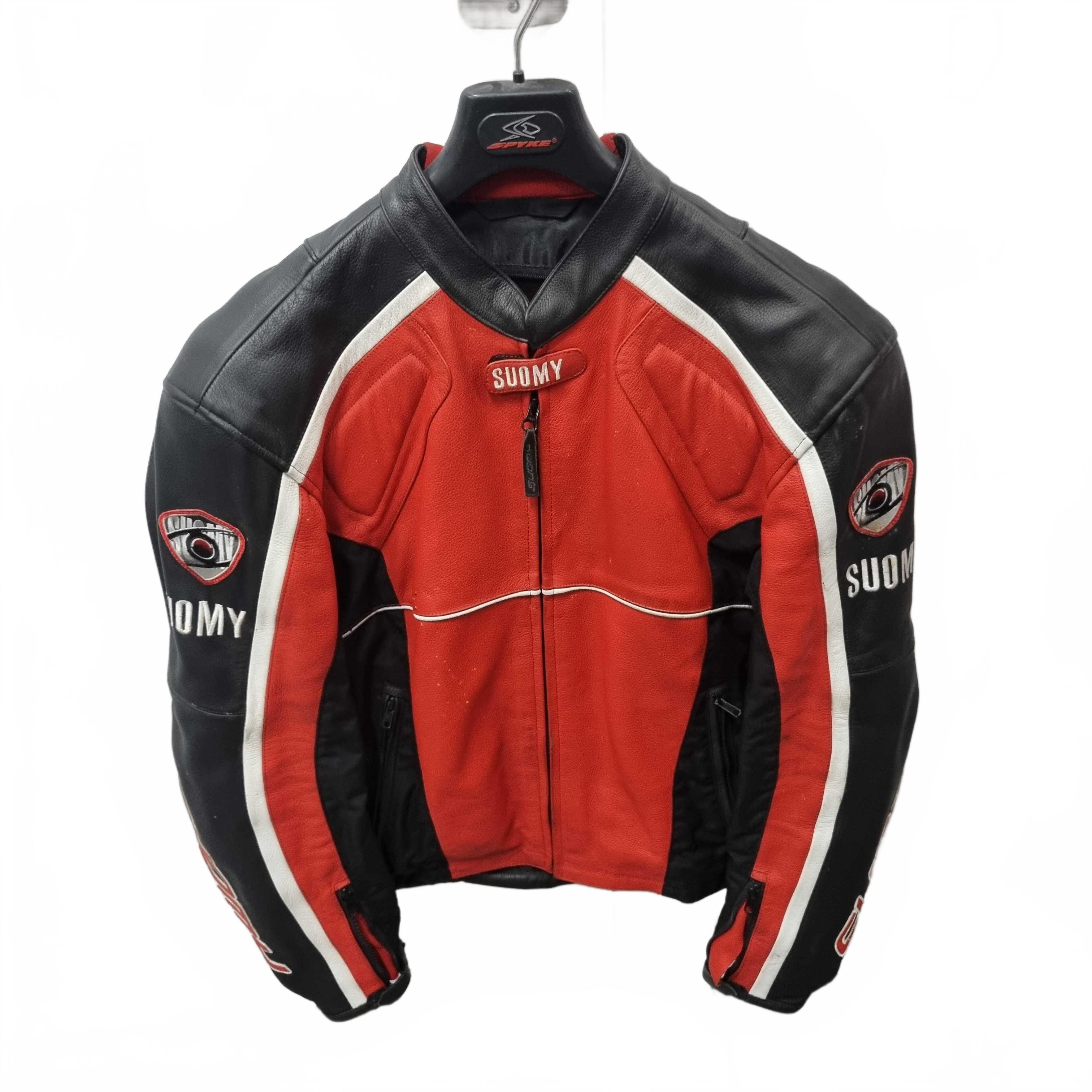 Spyke Suomy Real Leather Motorbike Jacket Size 54 Red Black White (WR 1425390)