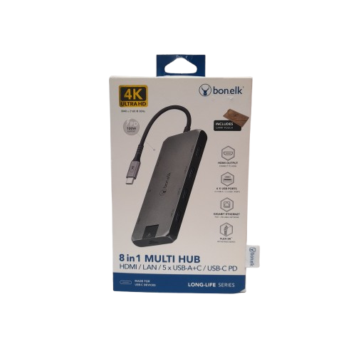 Bonelk 8-in-1 USB-C Multiport Hub Grey (LN)