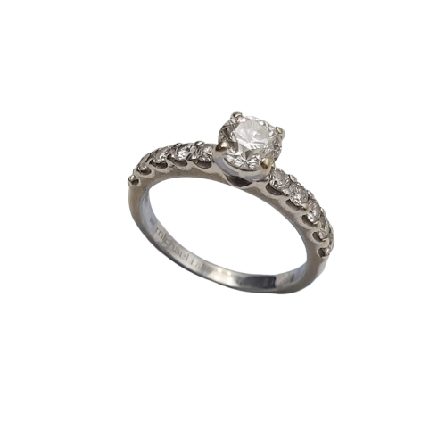 14ct White Gold 11-Stone Diamond Ring – 0.20ct G/I1 Centre, 10 Accent Stones – Size 51 – Valued at AUD $7,000