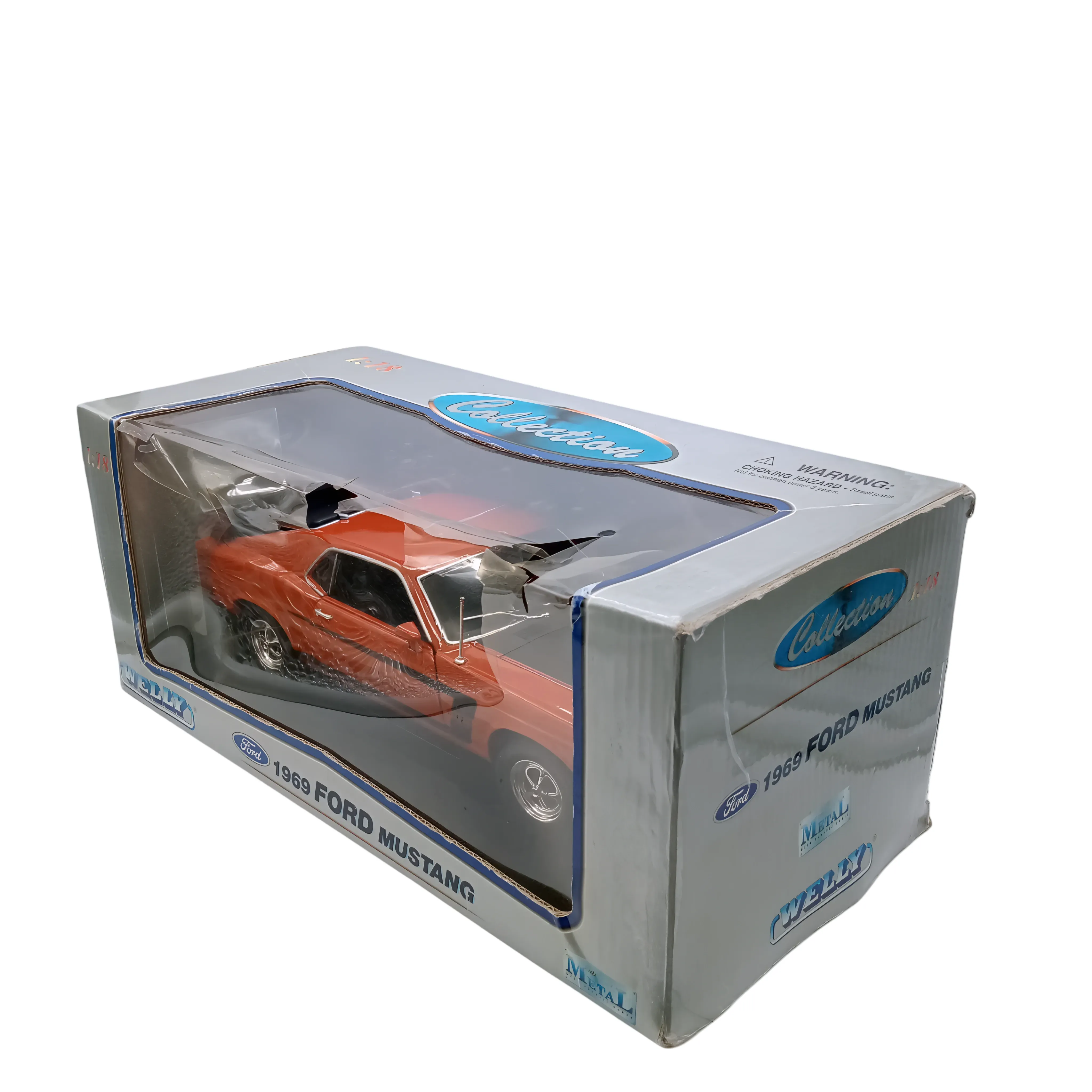 Welly 1969 Ford Mustang Die-Cast Model Car – Orange/Black  (WR 1346722)