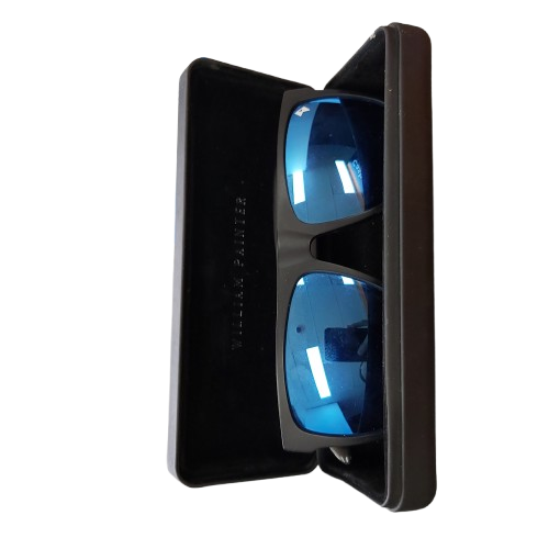 William Painter Sunglassses The Level Black Frames Blue Lens With Case