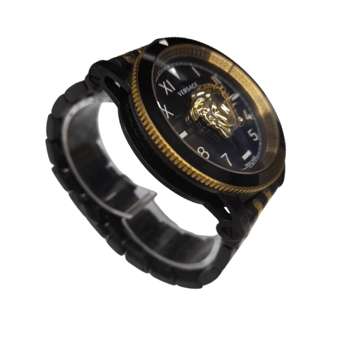 Versace V-Palazzo Men’s Watch VE2V00422 Black Dial Two-Tone Stainless Steel with Box and Authentication (LN)