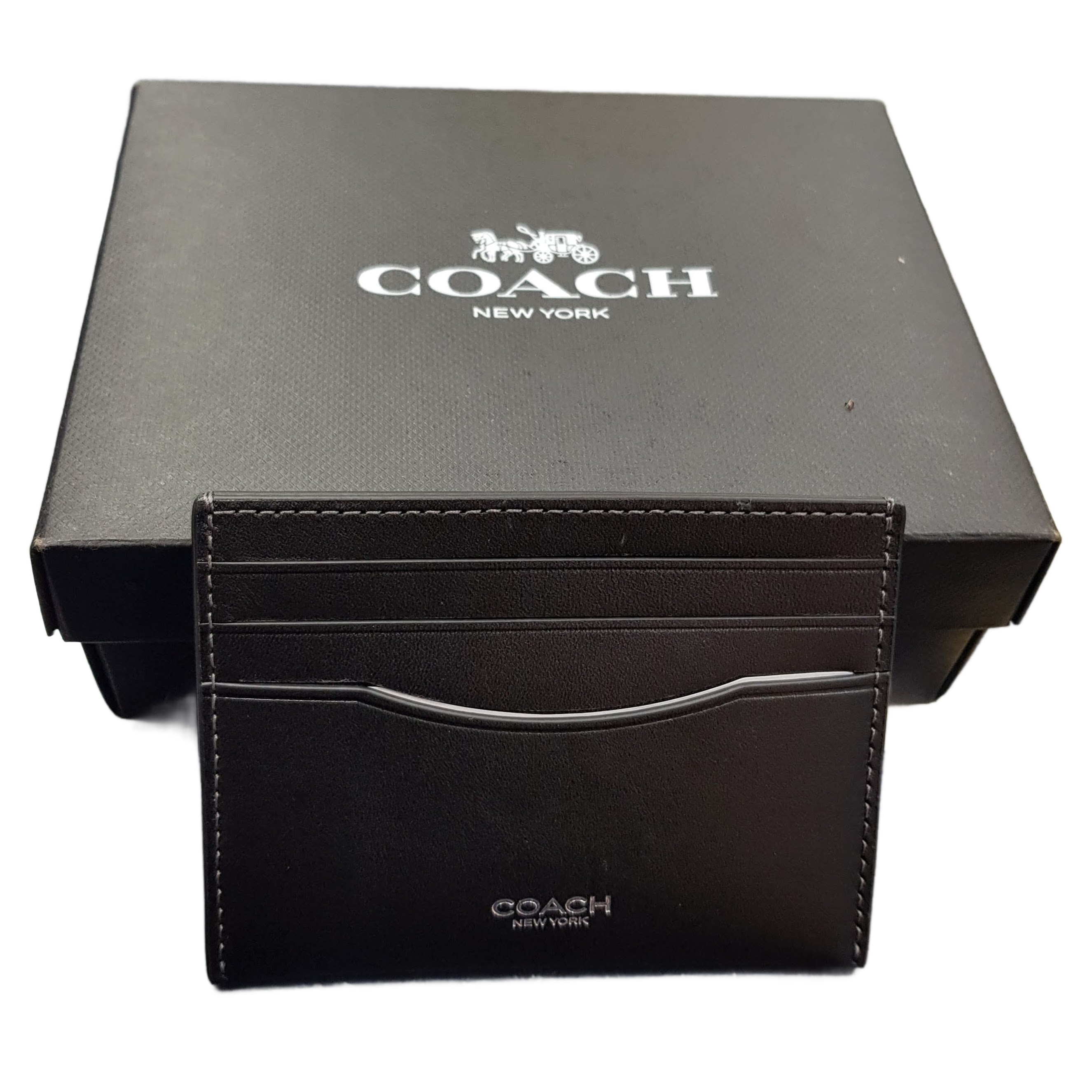Coach Men’s Black Card Wallet With Box (MR)