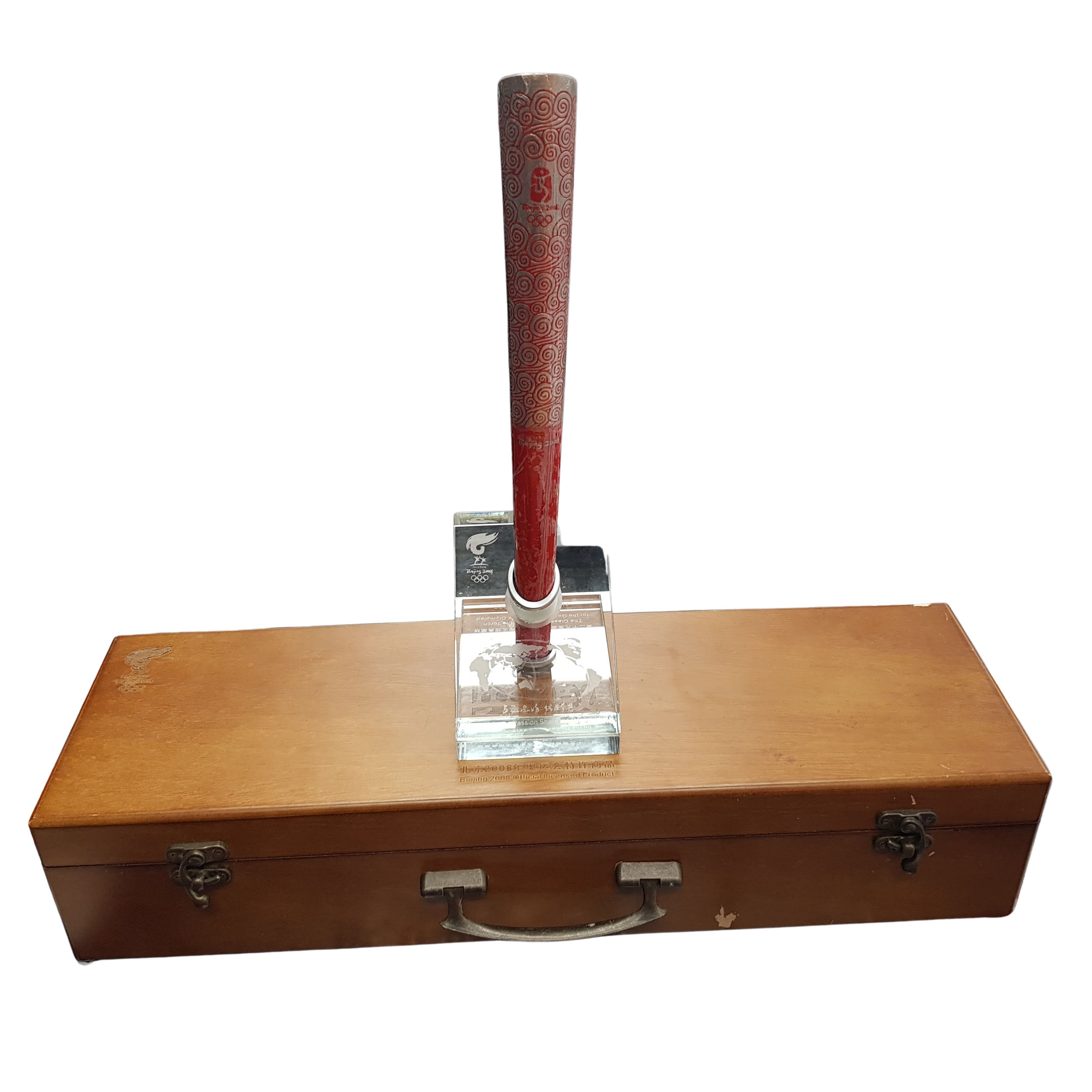 2008 Beijing Olympic Torch Replica 29cm Red With Box And Glass Holder (1427448) (MR)