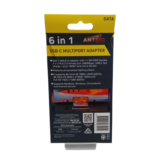 ANTSIG AP186 USB-C Multiport Adaptor, Black, Like New(WR)