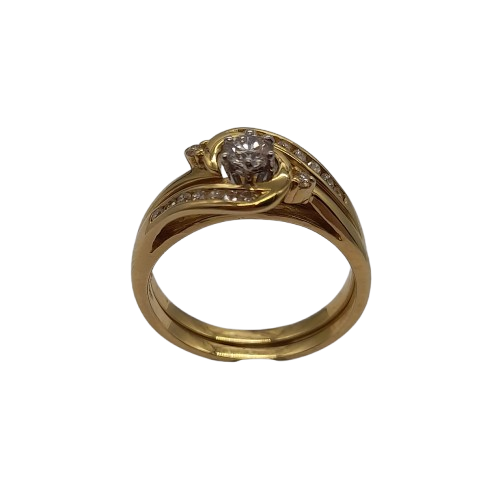 Ladies 18ct Yellow & White Gold 17 Stone Diamonds 2 Ring Set 0.40ct TDW O 7 1/2 With Valuation