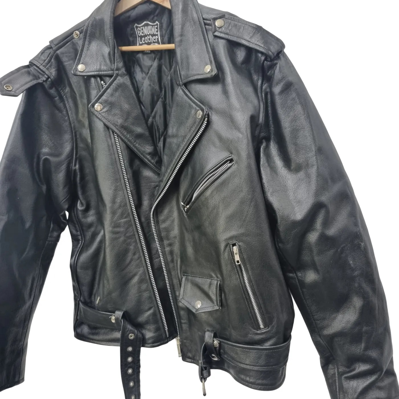 GENUINE LEATHER Black Leather Jacket XXL (WR 1410647)