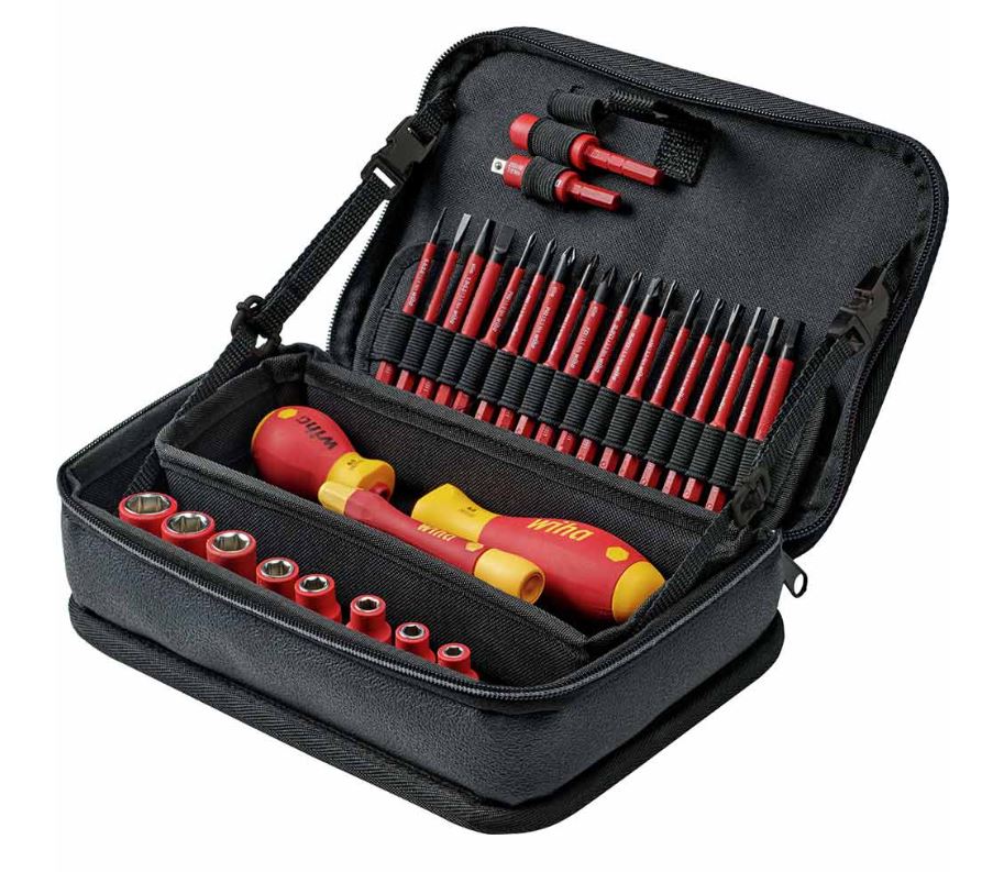 WIHA VDE Drivers In Nylon Zip Case Electricians Tool Kit – 31 Piece 43465