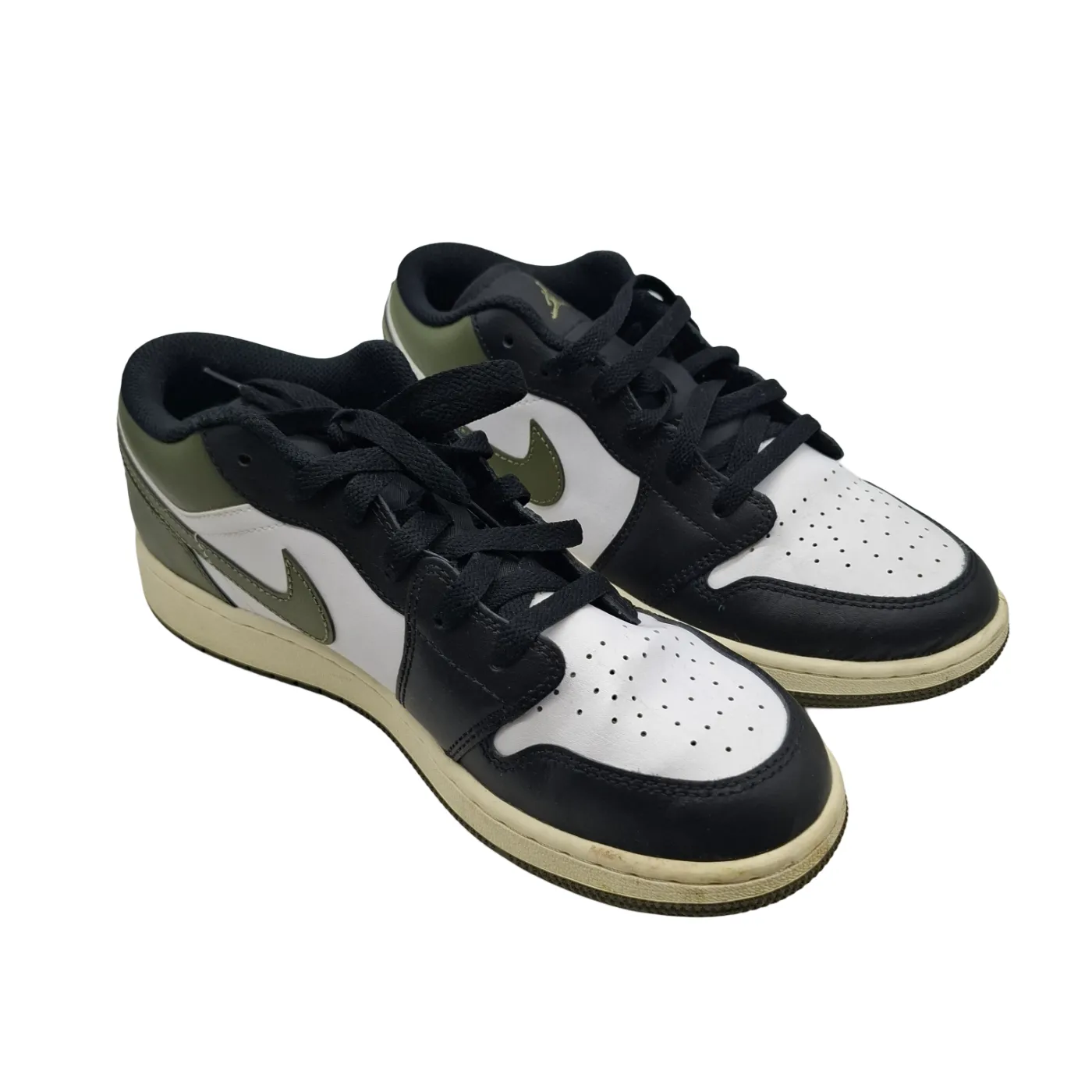 Nike Air Jordan 1 Low GS Black Medium Olive White 553560-092 Kids 7Y (WR 1421077)