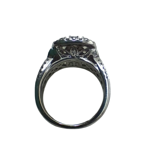 Ladies 10ct White Gold 81 stone Diamond Cluster Ring, Size O/7.25 With Valuation (NA)