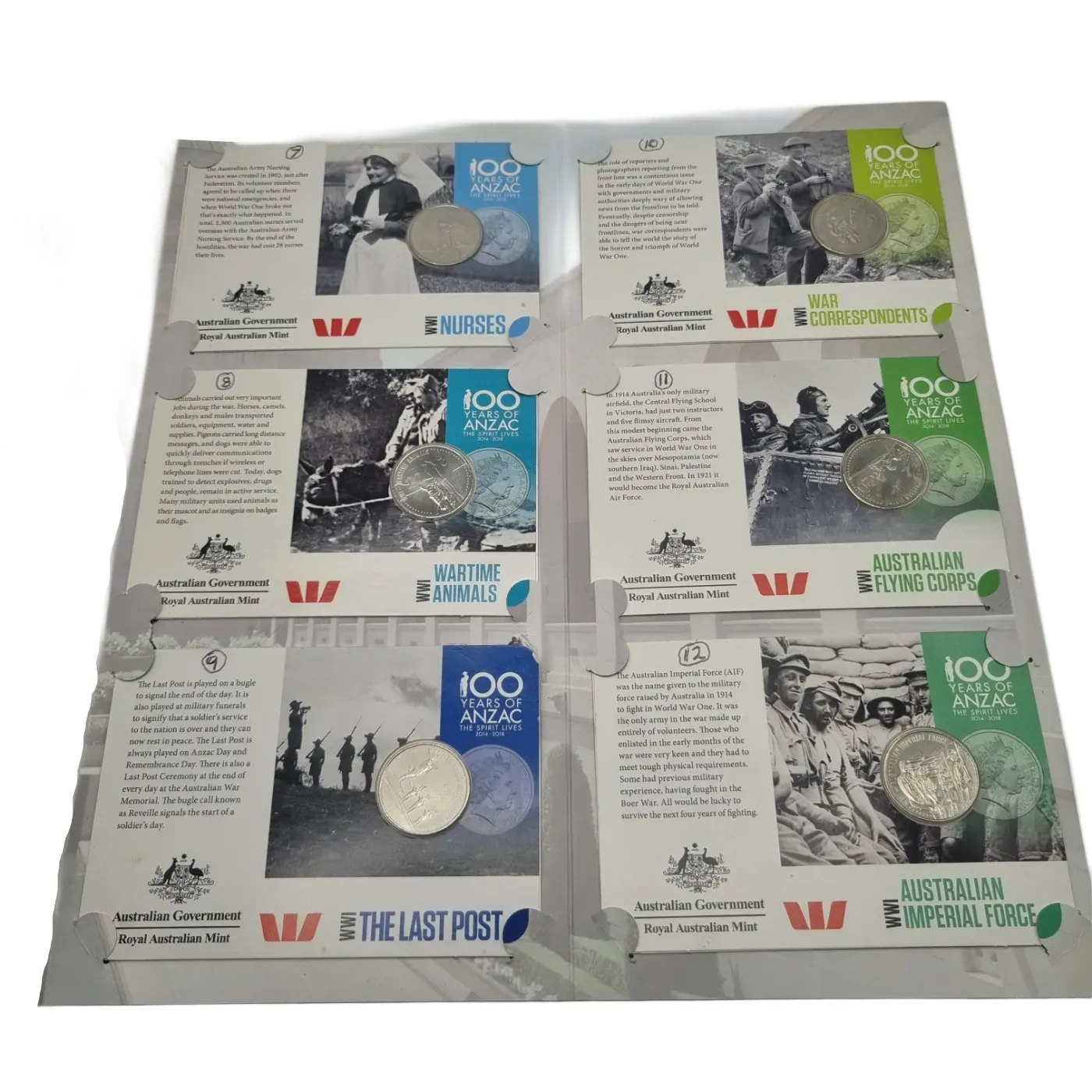 Royal Australian Mint Coin Set – ANZACs Remembered World War 1 (1914-1918)
