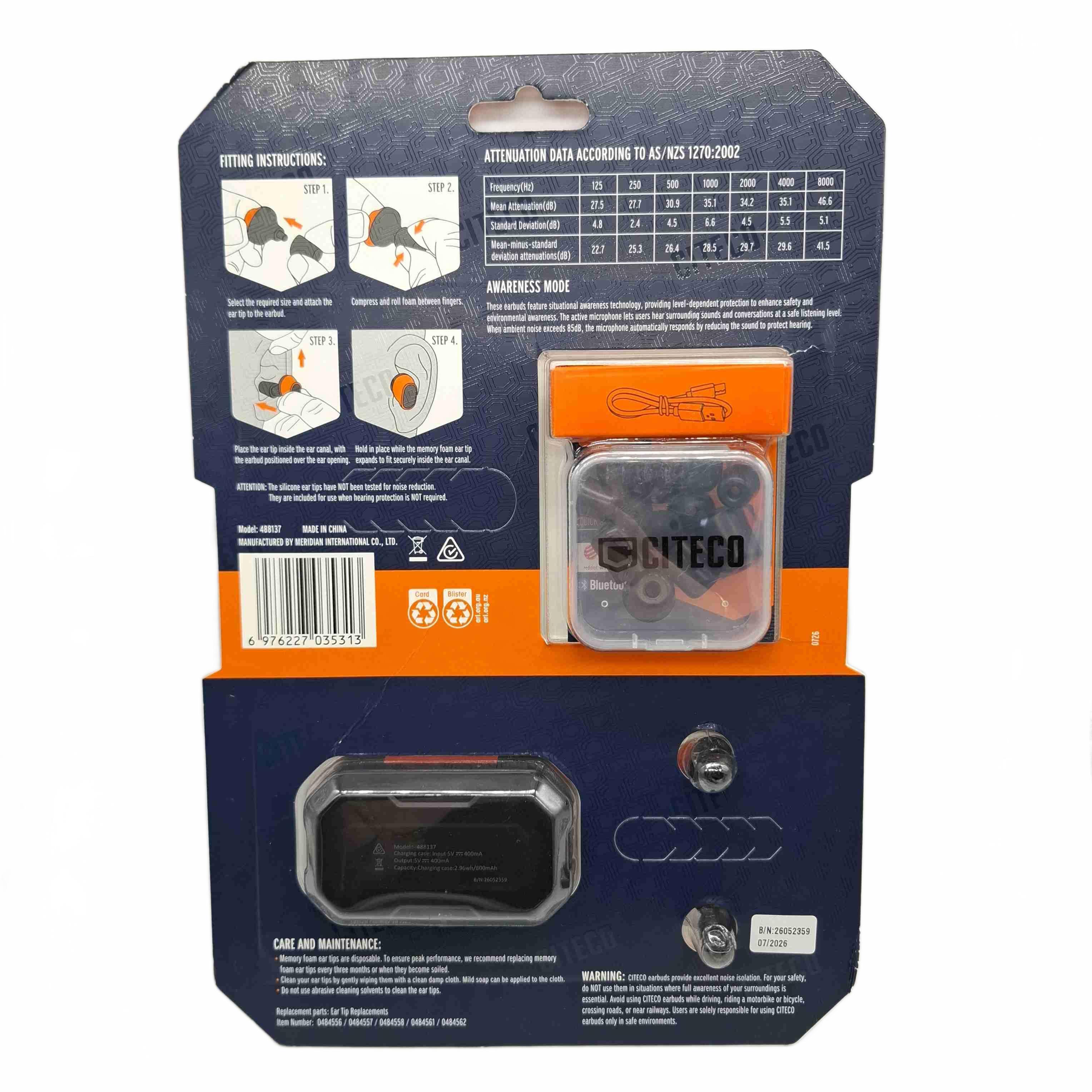 Citeco Noise Isolating Wireless Awareness Bluetooth Earphones 488137 (WR 1436623)