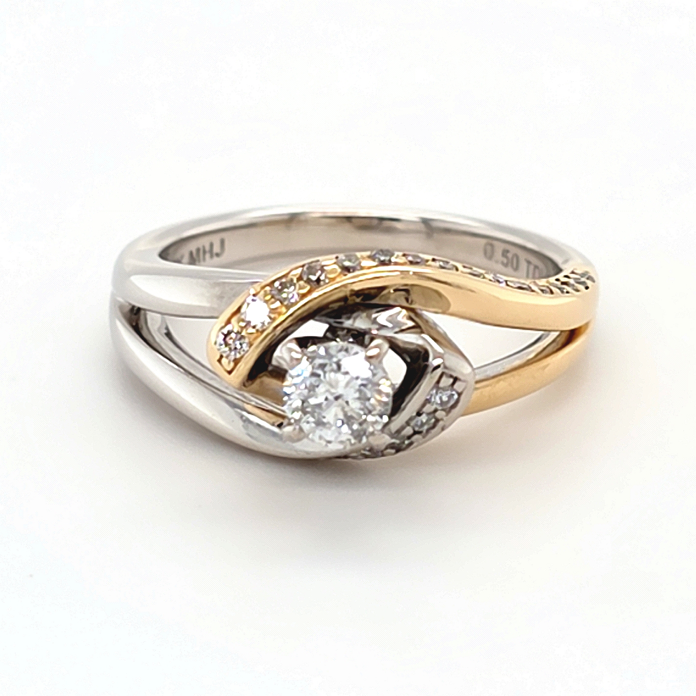 Ladies 14ct Yellow And White Gold Diamond Ring – Ring Size – L (MR1419000) With Valuation