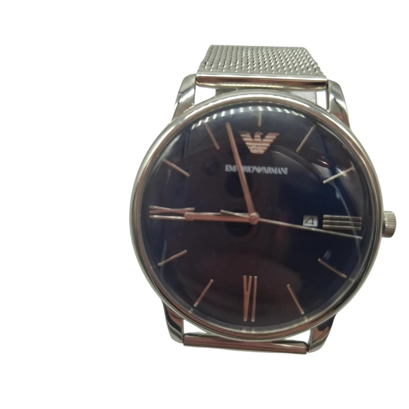 Emporio Armani Men’s Watch 252311 Silver Steel Band Analogue Blue Circle (WR 1413923)