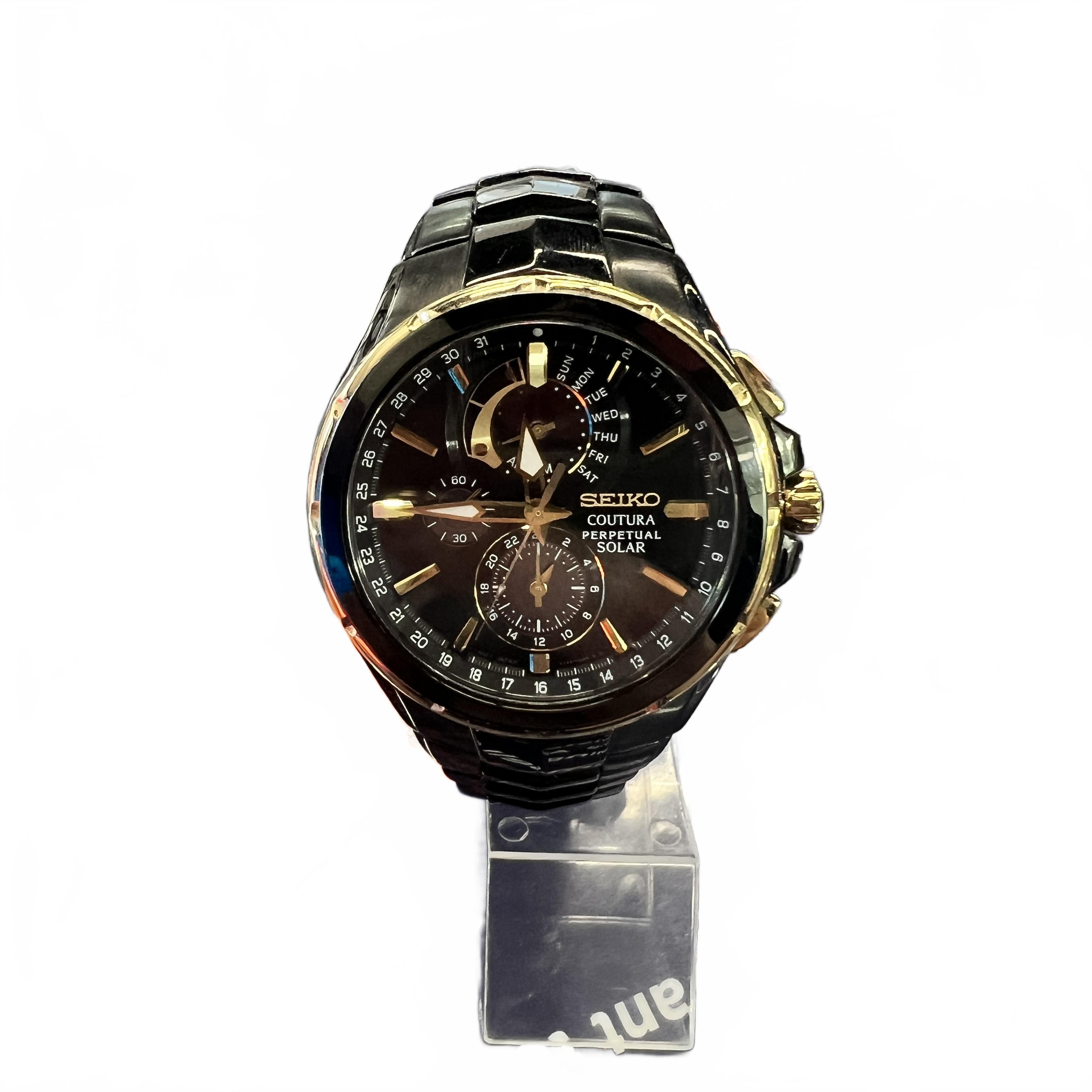 Seiko Coutura V198-0AB0 Black Gold Watch Model SSC573 (MK)