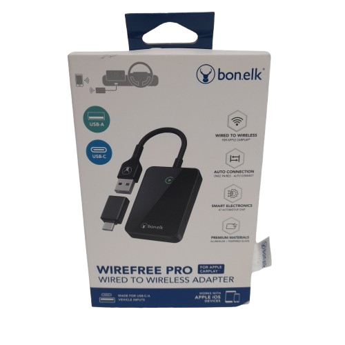 Bonelk ELK-22838-R WireFree Pro Wired to Wireless CarPlay Adapter Black (MR)