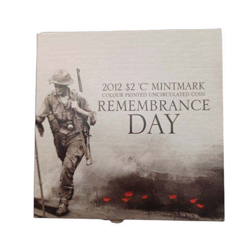 2012 $2 C Mintmark  Coloured Uncirculated Remembrance Day Coin ( LE )