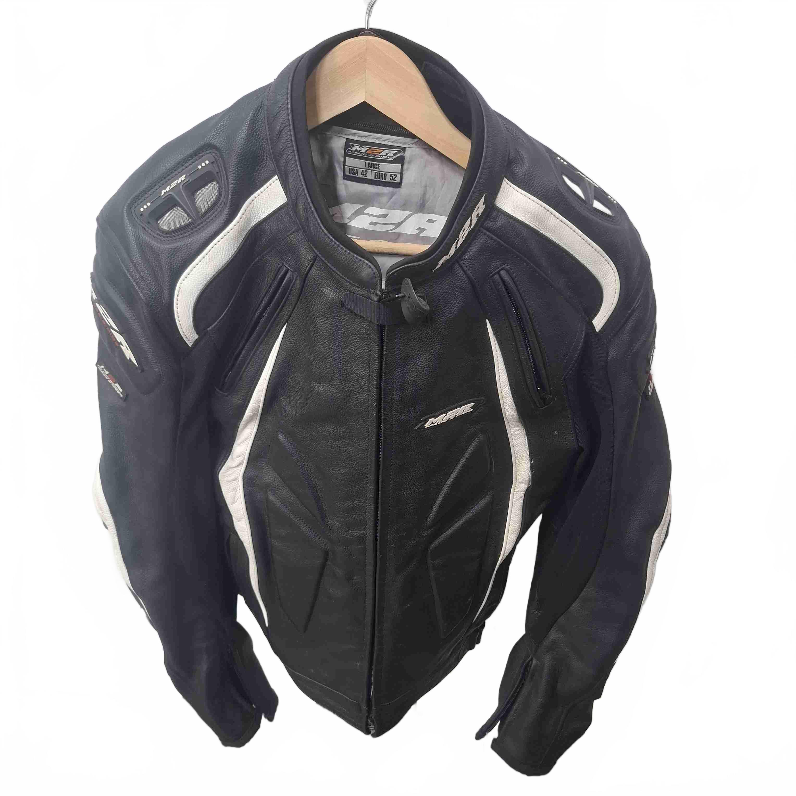 M2R Leather Motorcycle Jacket Black Large (WR 1428427)