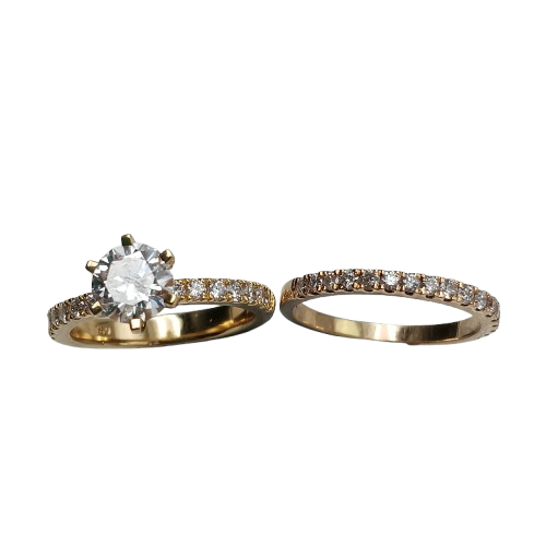 Ladies 18ct/14ct Yellow Gold Diamond Ring Wedding Set With 1.16ct Lab Grown Diamond 18ct Engagement Ring TDW 1.53ct + 14ct Yellow Gold Band TDW 0.49ct With Valuation Report Size N1/2 (NA 1363373)