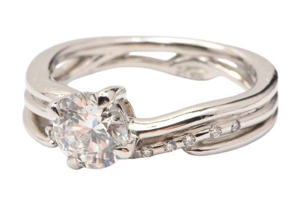 Ladies Platinum Round Brilliant Cut Diamond Cross Over Wire Wave Style Ring 0.94ct TDW K With Valuation (MR)