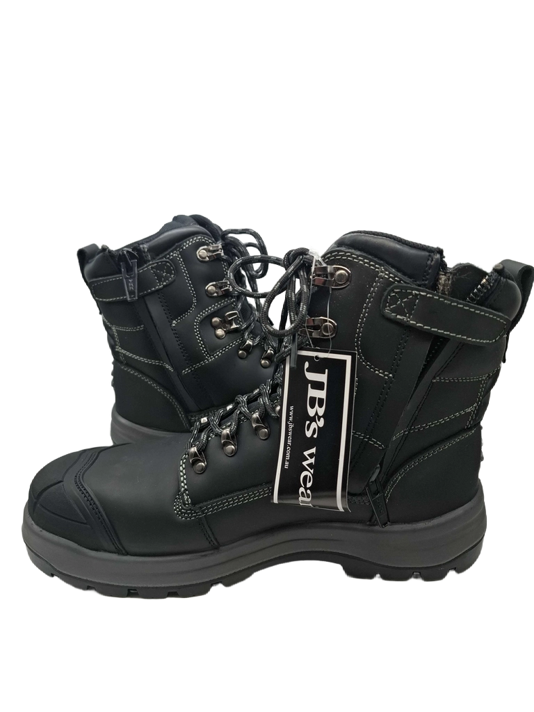 JBS Roadtrain Zip Safety Work Boots 9F1BXD1 Black Mens Size US 10 (WR1427789)