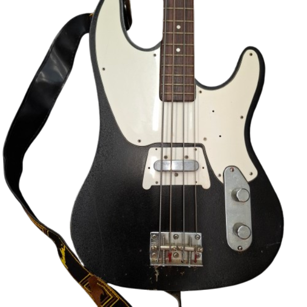 Used 4-String Black Bass Guitar with Strap and Soft Case (JN) Pickup