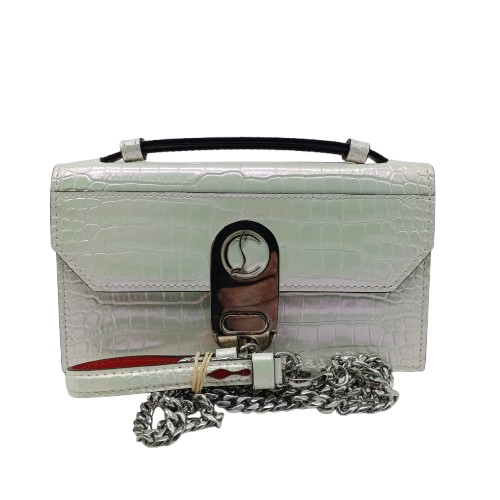 Christian Louboutin Elisa Baguette Handbag, Metallic Green, Includes: Box, Dust Bag, Receipt, Strap, Like New Condition (CP)
