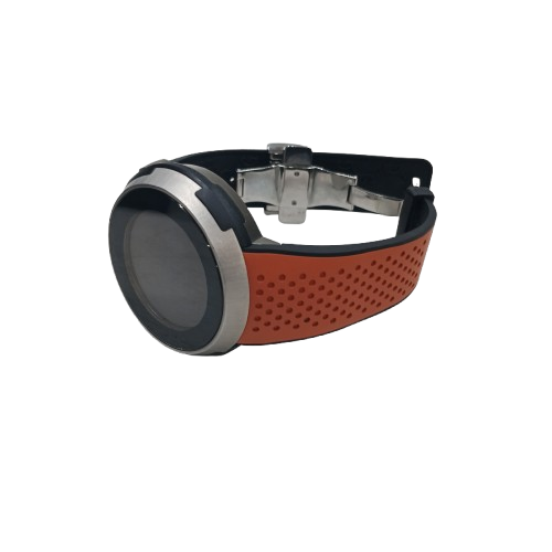 Gucci I-Gucci 114.1 Men’s Silver Watch with Orange Rubber Band (NA 136780)