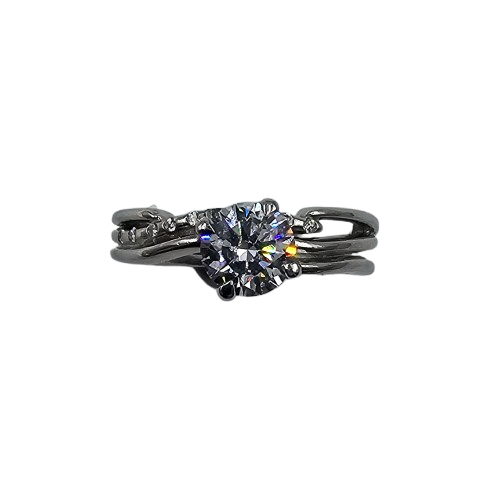 Ladies Platinum Round Brilliant Cut Diamond Cross Over Wire Wave Style Ring 0.94ct TDW K With Valuation (MR)