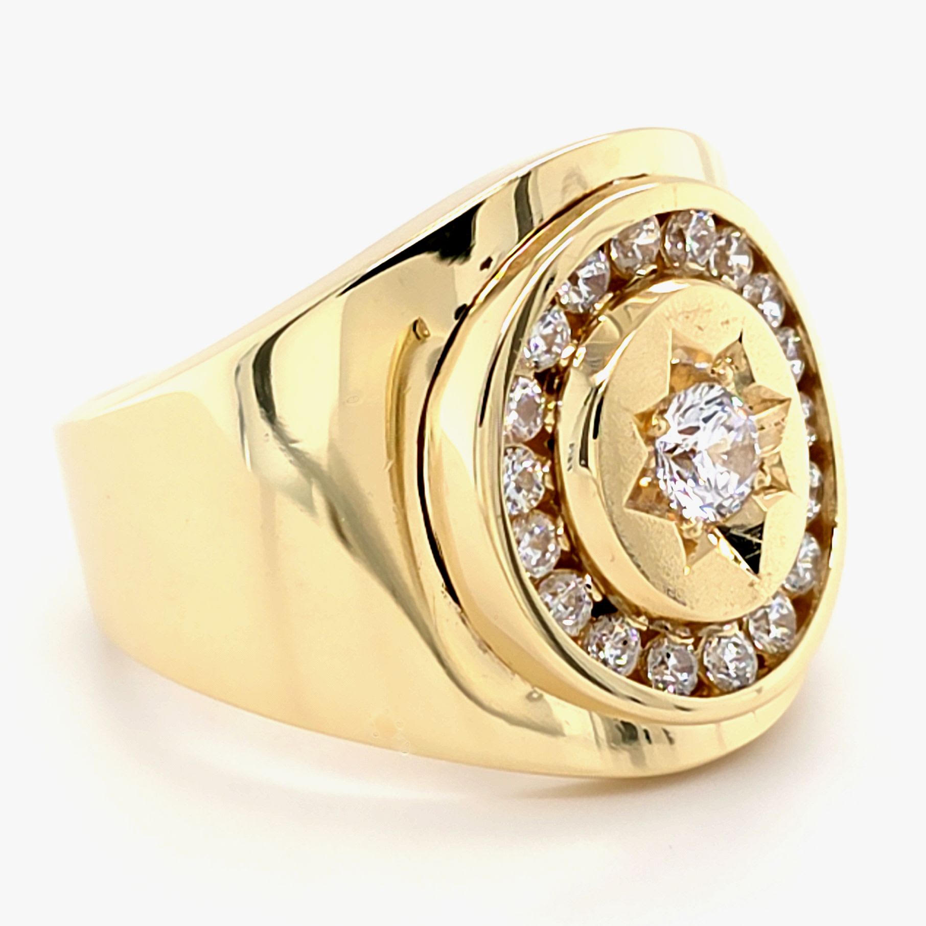 Mens 9ct Yellow Gold Cubic Zirconia Ring – Total weight – 14.2 Grams – Ring Size – X1/2 (MR)