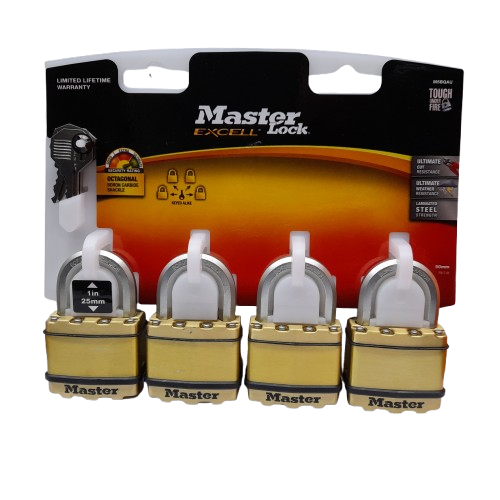 Master Lock M5BQAU 50mm Excell Padlocks 4-Pack (MR)