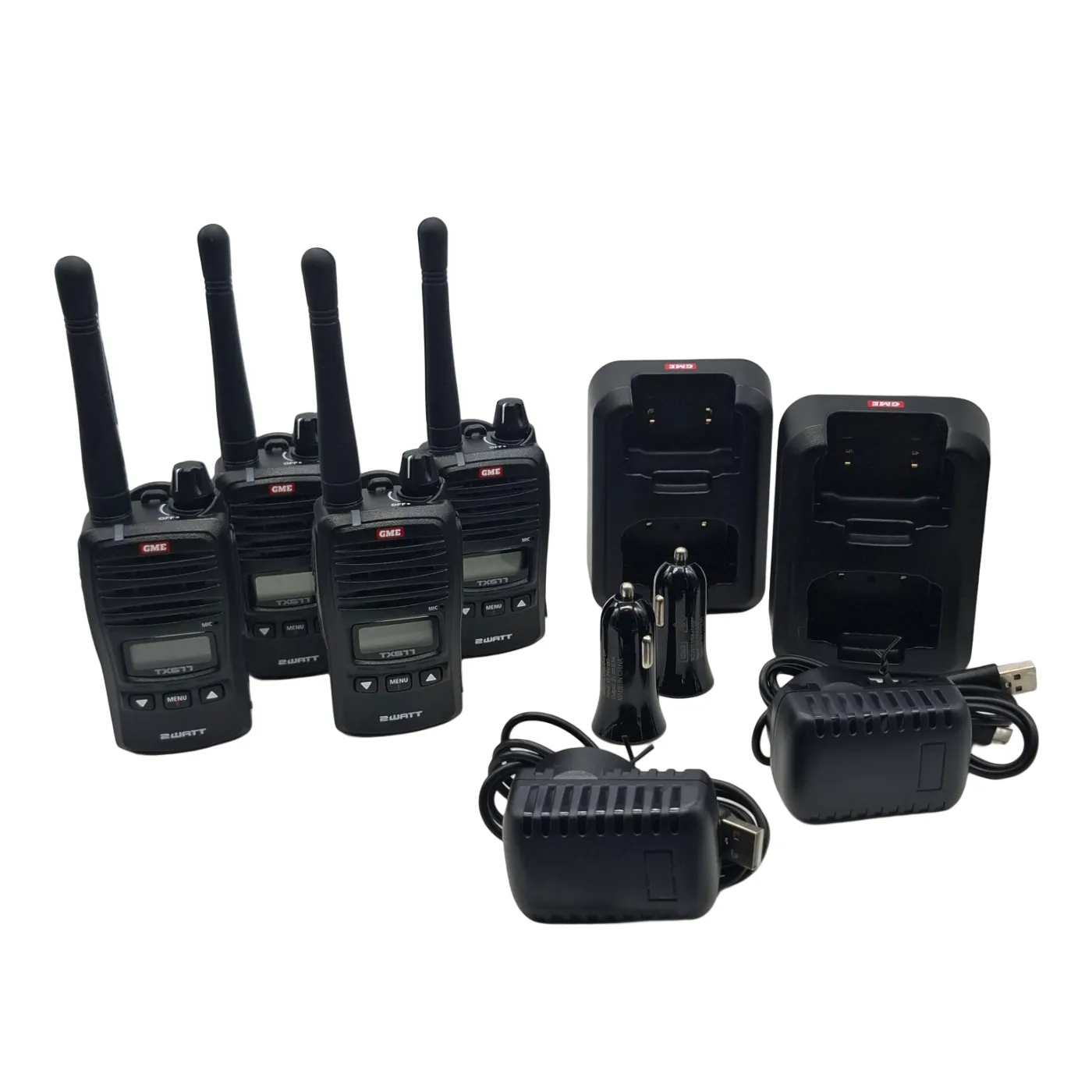 GME TX677QP UHF Radio Kit In Box With 4 Radios and 2 Chargers  (WR   1414280)