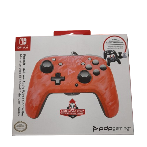 PDP Switch – Faceoff Controller – Camo Red (Like New) (LN)