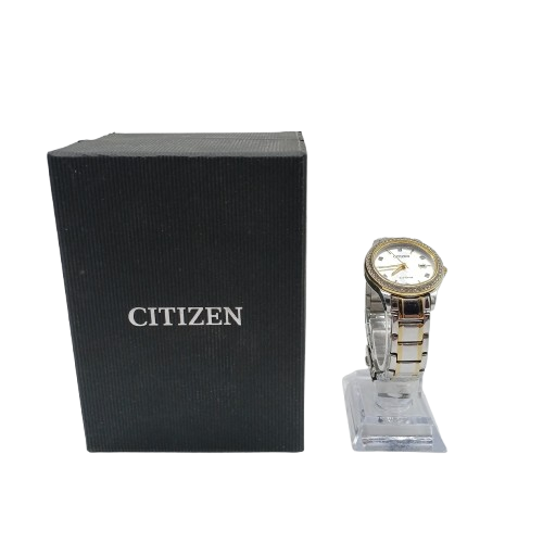 Ladies Silver Citizen Watch Eco Drive Swarovski Crystal + Box (FE1174-50A) Scratches on glass (CP)