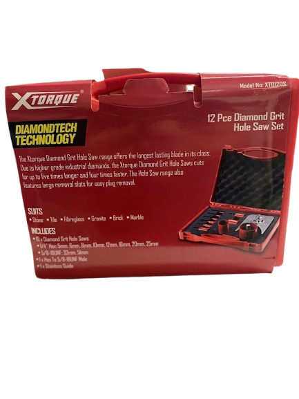 Xtorque 12 PCE Diamond Grit Hole Saw Set (NG)
