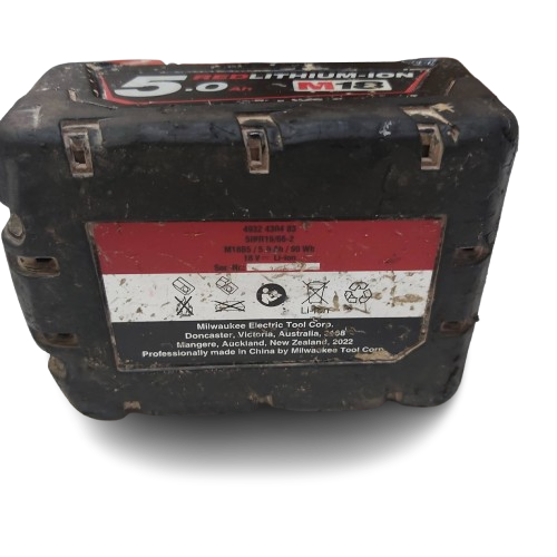 Milwaukee 18v Battery M18 B5, 5.0Ah, Black, Average Condition, Wear + Tear
