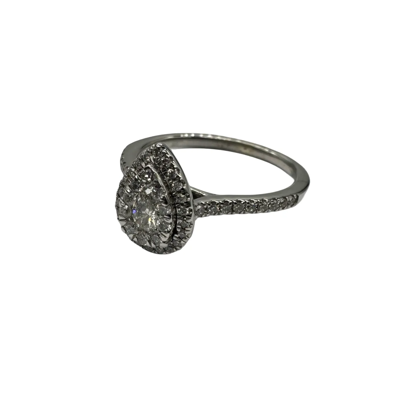 Ladies 9ct White Gold 51 Stone Pear Shaped Diamond Cluster Ring 0.54 TDW N 6/34 with Valuation (WR 1285585)