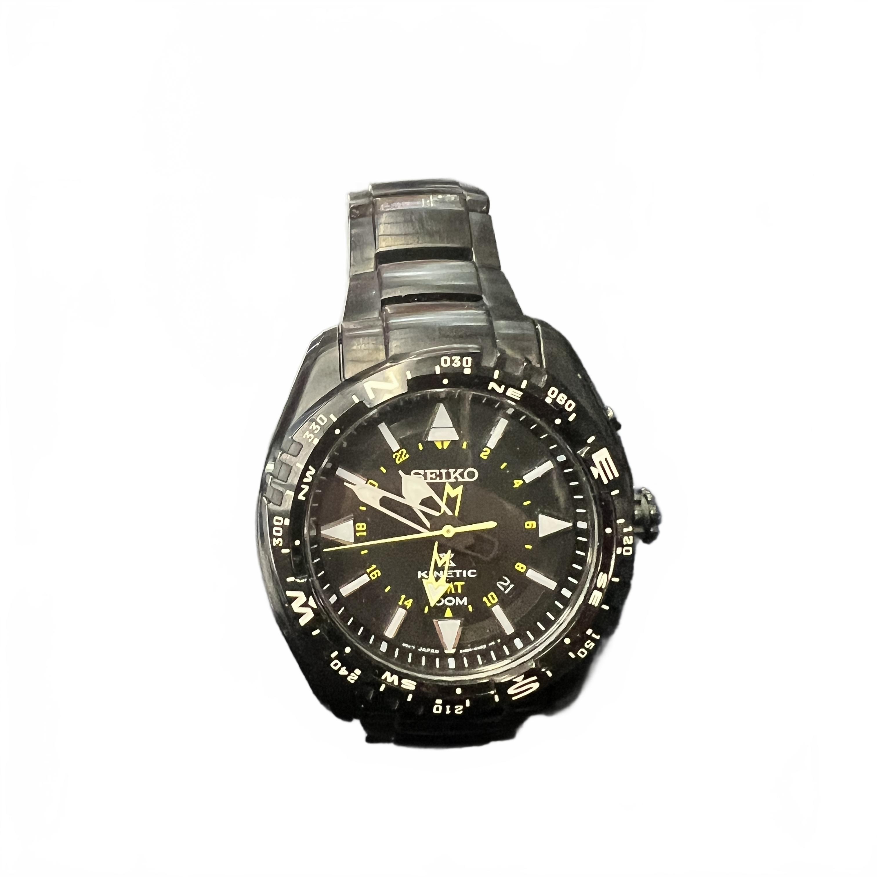 Seiko Watch Model 5M85-0AE0 Black Steel Band Analogue (1426330) (MK)