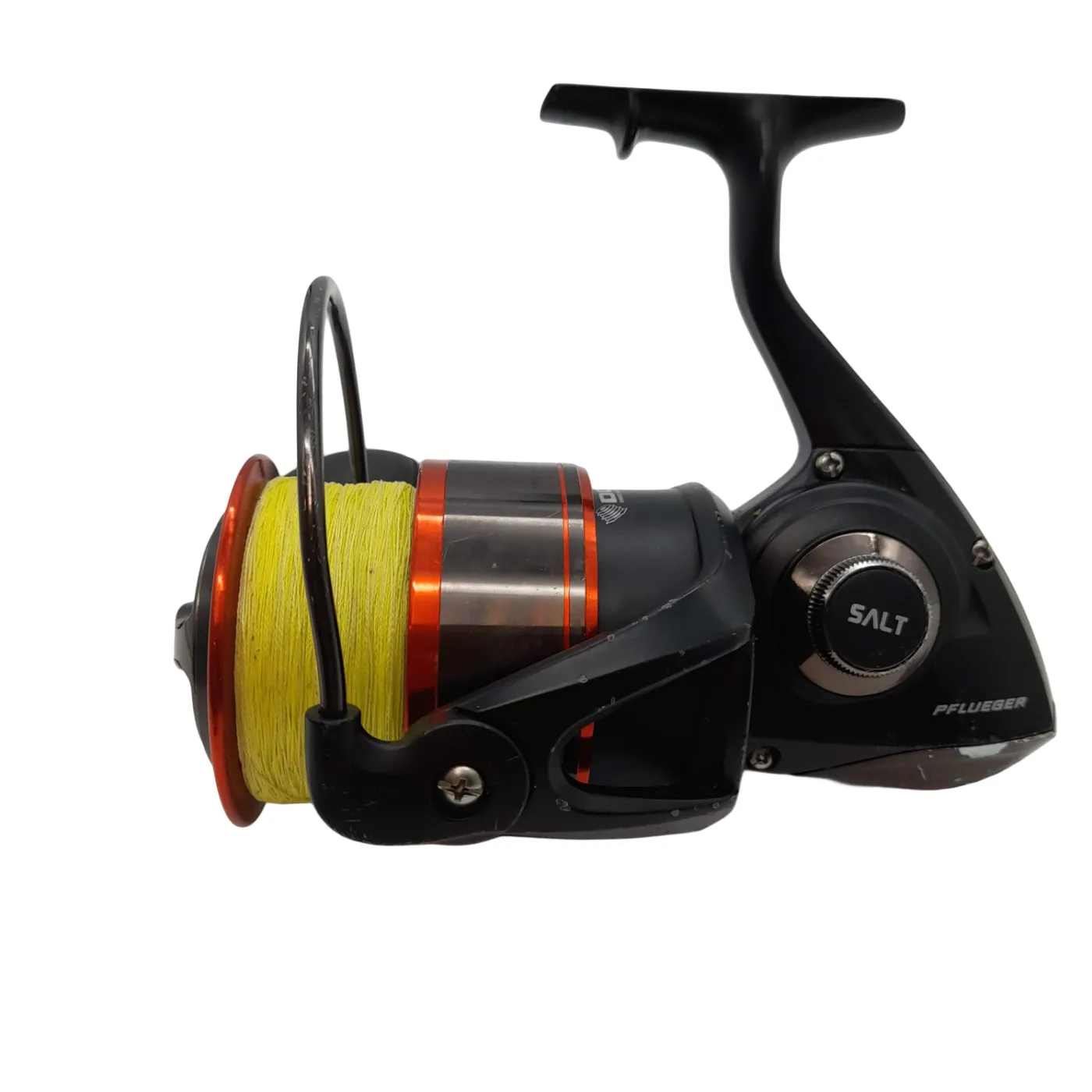 Pflueger Reel – Fishing Salt 080SW Red/Silver/Black with Yellow Line (WR)