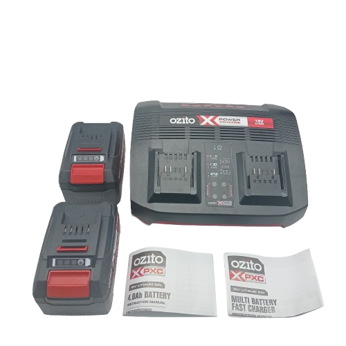 Ozito PXC 18V 2 x 4.0Ah Battery &  Charger Pack Like New In Box