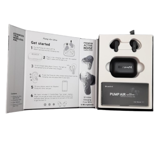 BlueAnt Pump Air Ultra Premium ANC True Wireless Earbuds – Black (JN)