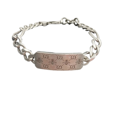 Gucci Sterling Silver GG Signature Bee ID Bracelet (NA-1376891)