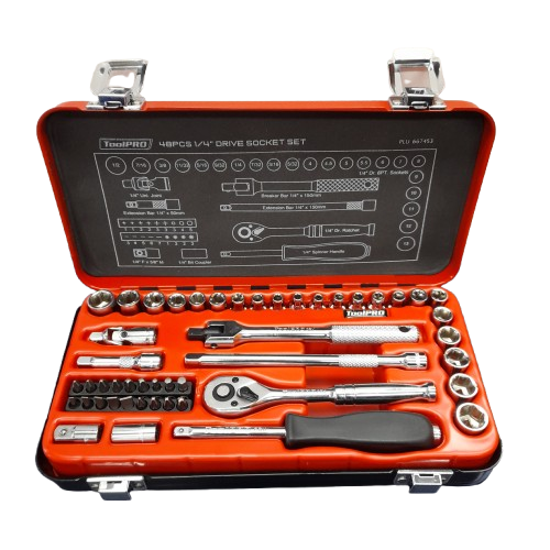 ToolPro 48 Piece Socket Set Red In The Box (MR)