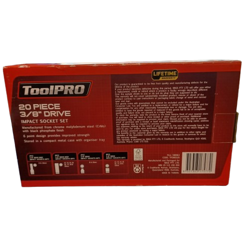 Toolpro 20 Piece 3/8 Drive Impact Socket Set (lel)