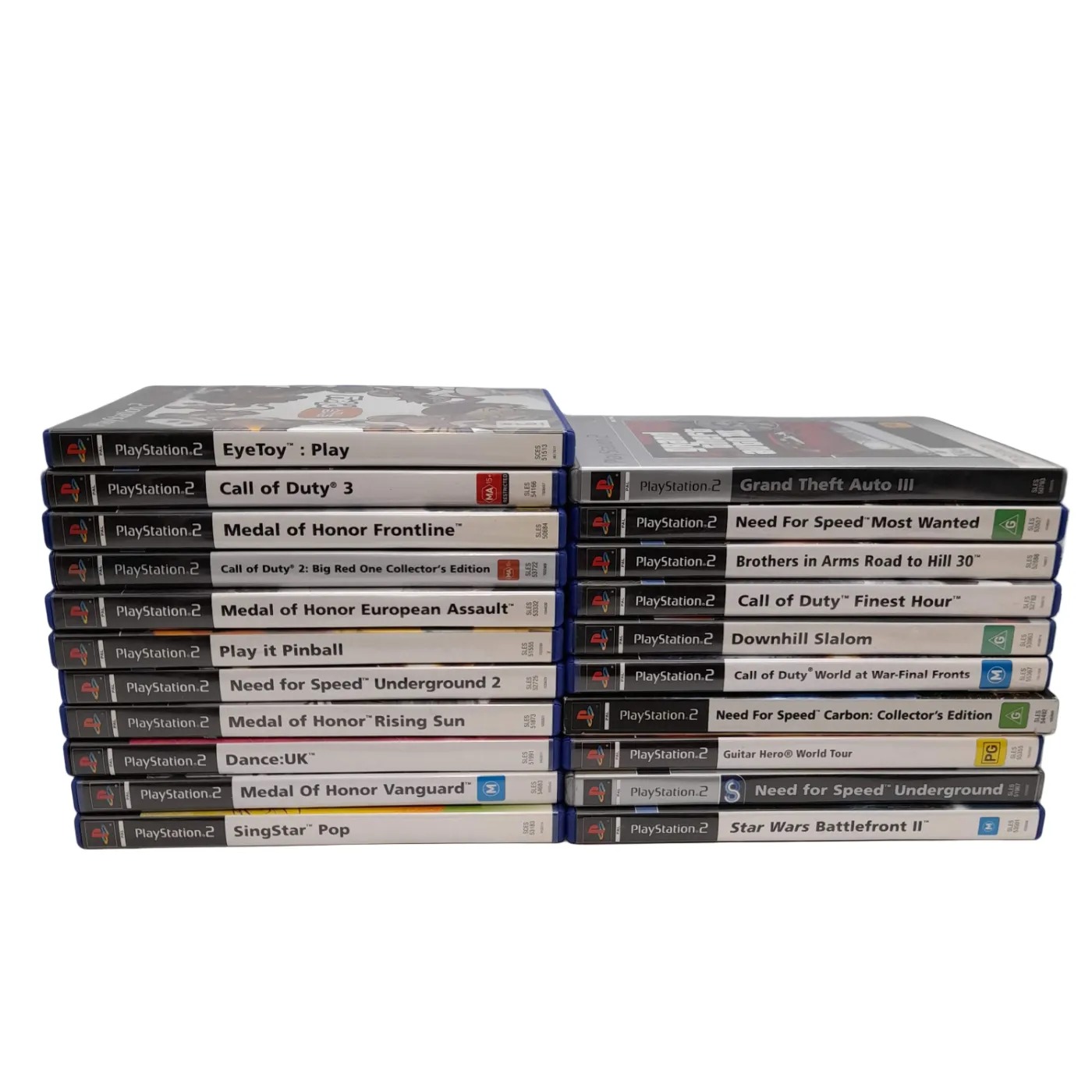 Sony Playstation 2 Bundle SCPH-39002 + 2 Controllers + 21 Games + 4 Memory Cards  (WL 1418545)